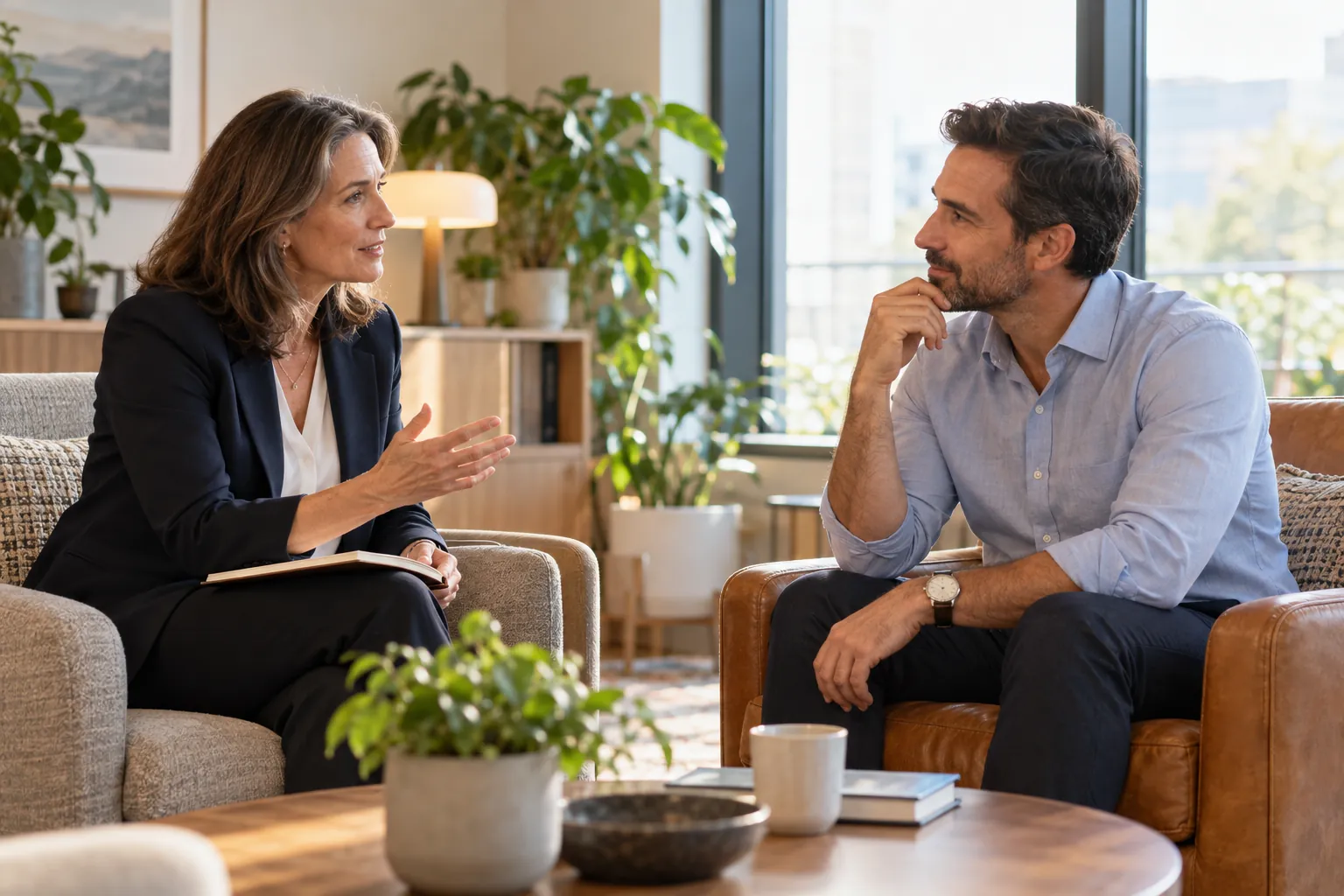 A leader actively coaching a colleague